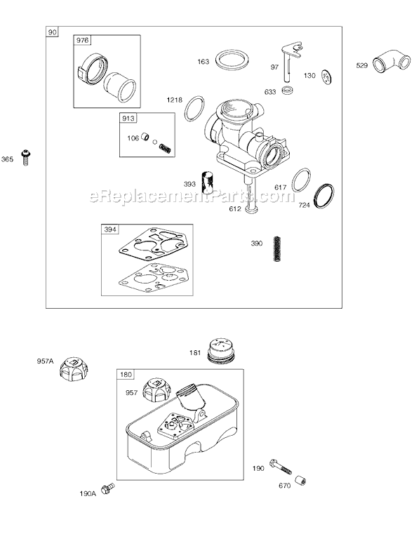 Page C Diagram and Parts List for 9B900SERIES  Briggs and Stratton Engine
